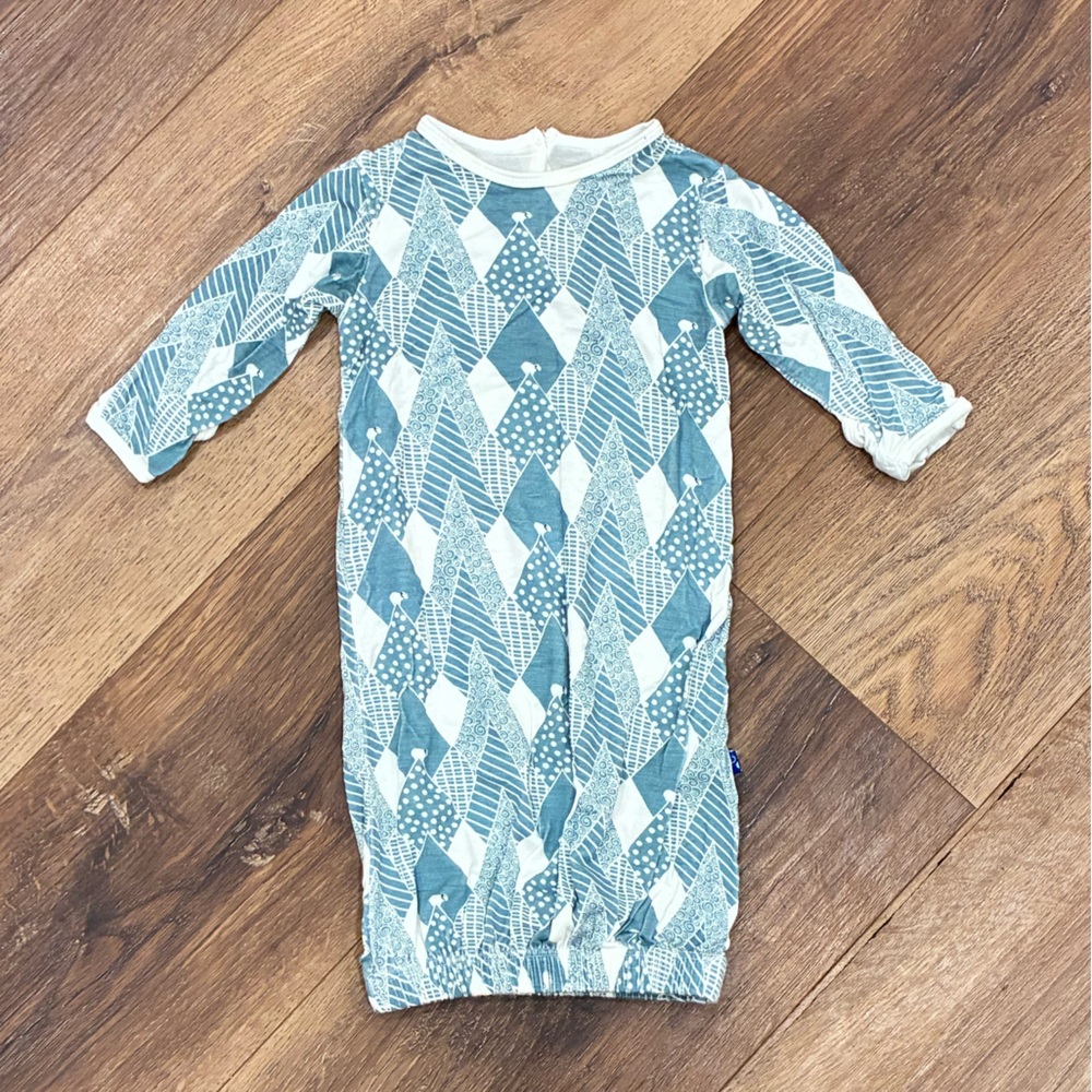 Kickee Pants Teal Baby Gown Sleeper Sleep Sack Bamboo Outfit 0-3m